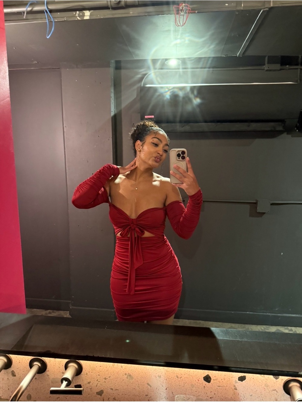 Strapless Bodycon Dress With Sleeves